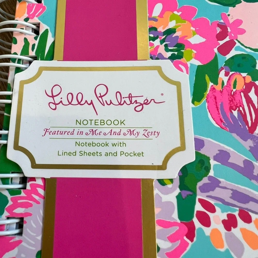 Lilly Pulitzer Set Notebook and Acrylic Note Floral Boujie Colorful Office Desk